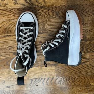 COPY - COPY - Black and white Converse platforms.